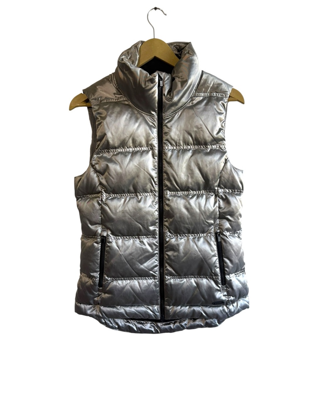 Athleta Size Small Responsible Down Filled Arch Vest Jacket Metallic Full Zip
